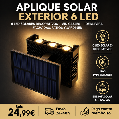 Lámpara solar exterior con 6 LED