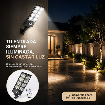 Lámpara solar con 10 luces LED y sensor de movimiento