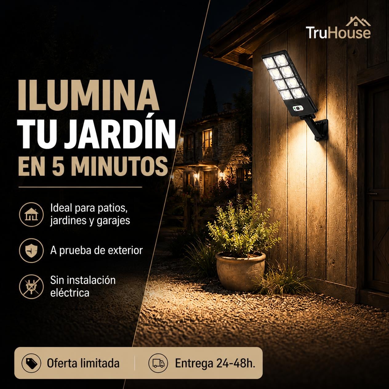 Lámpara solar con 10 luces LED y sensor de movimiento